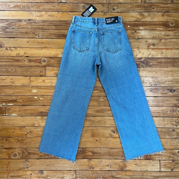REFUGE denim jeans wide legs high rise waist blue 100% cotton cargo cropped 1 - Picture 2 of 15